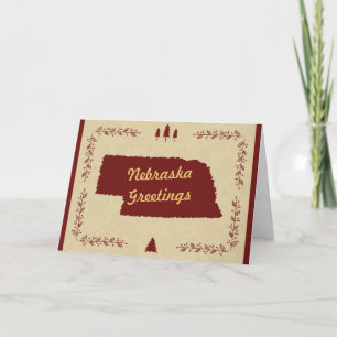 Cartes Pour Fêtes Annuelles Salutations de vacances de Noël d'état du Nébraska