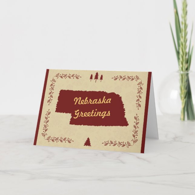 Cartes Pour Fêtes Annuelles Salutations de vacances de Noël d'état du Nébraska (Devant)