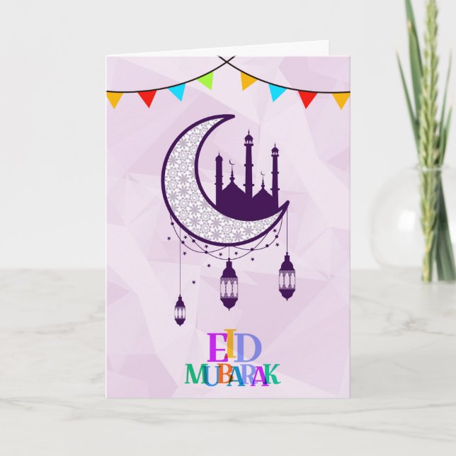 Cartes Pour Fêtes Annuelles Salutations d'Eid Mubarak avec la conception de (Devant)