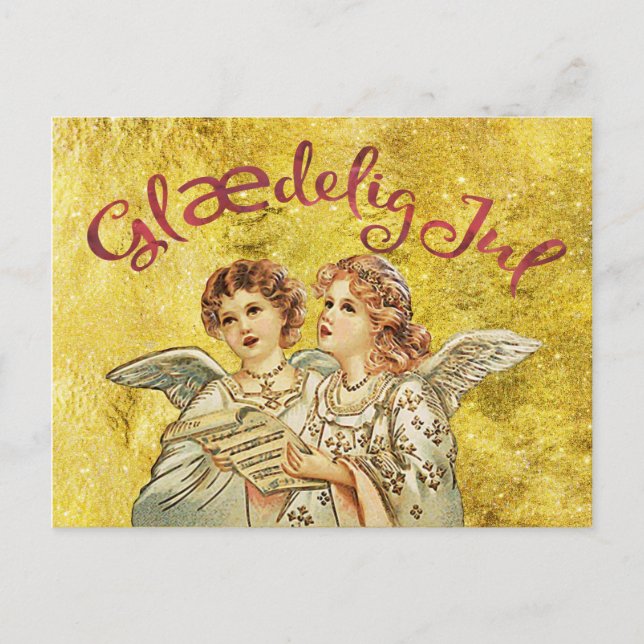 Cartes Pour Fêtes Annuelles Salutations d'or du danois de Noël (Devant)