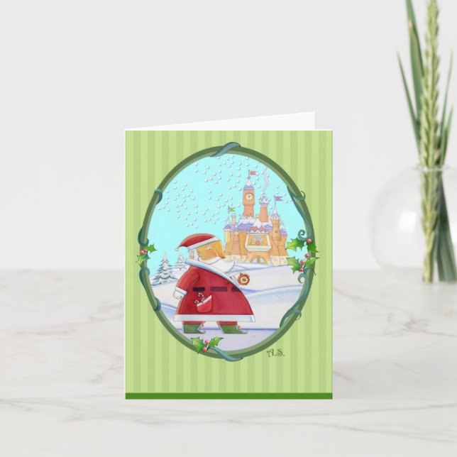 Cartes Pour Fêtes Annuelles Salutations du château de Père Noël (Devant)