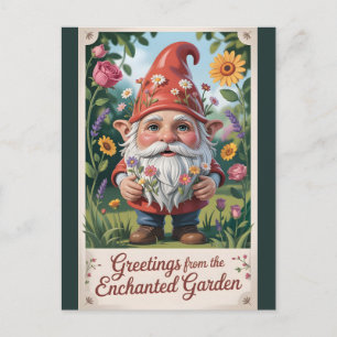 Cartes Pour Fêtes Annuelles "Salutations du gnome du Jardin Enchanté"