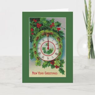 Cartes Pour Fêtes Annuelles Salutations du Nouvel An avec 4 feuilles de trèfle
