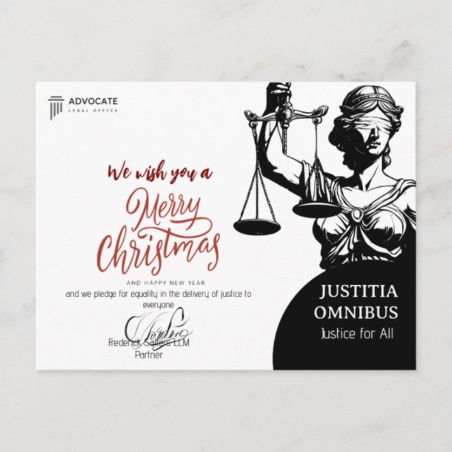 Cartes Pour Fêtes Annuelles Salutations juridiques élégantes pour les clients  (Devant)
