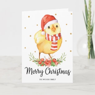 Cartes Pour Fêtes Annuelles Salutations mignonnes de Joyeux Noël de poussin de