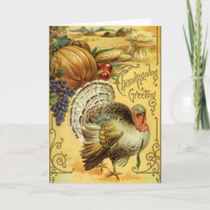 Cartes Pour Fêtes Annuelles Salutations vintages d'action de grâces avec la Tu