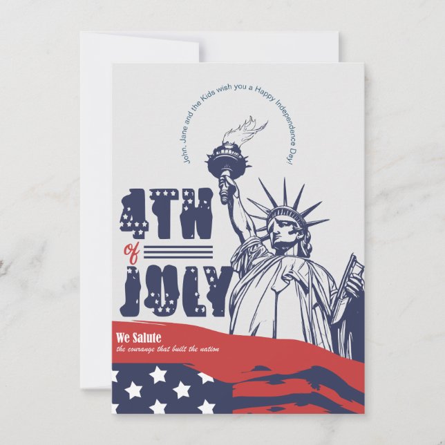 Cartes Pour Fêtes Annuelles Salute emblématique pour la liberté, 4 juillet (Devant)