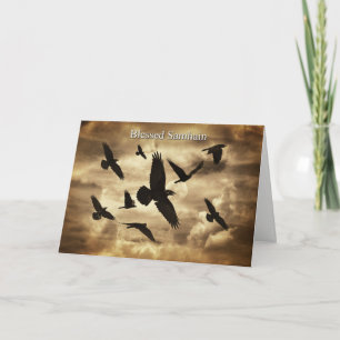 Cartes Pour Fêtes Annuelles Samhain avec Ravens et Poème