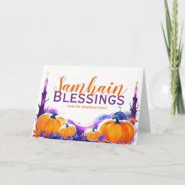 Cartes Pour Fêtes Annuelles Samhain Bénédictions Citrouilles et bougies Hallow