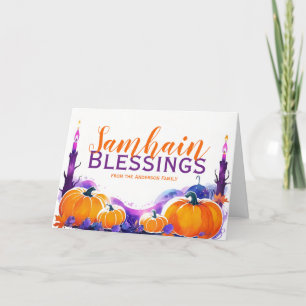 Cartes Pour Fêtes Annuelles Samhain Bénédictions Citrouilles et bougies Hallow