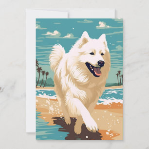 Cartes Pour Fêtes Annuelles Samoyé à la plage