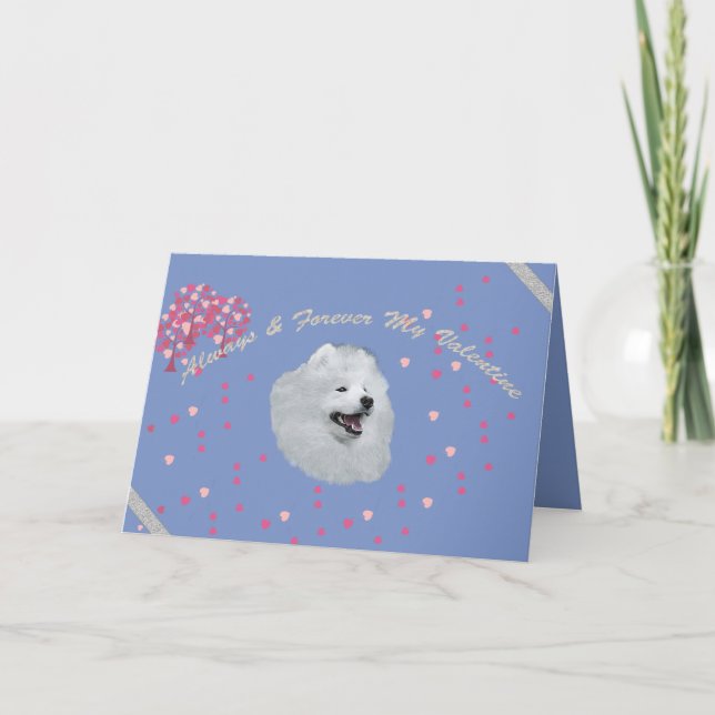 Cartes Pour Fêtes Annuelles Samoyed 5X7 Folded Valentine's Card Personnalisé! (Devant)