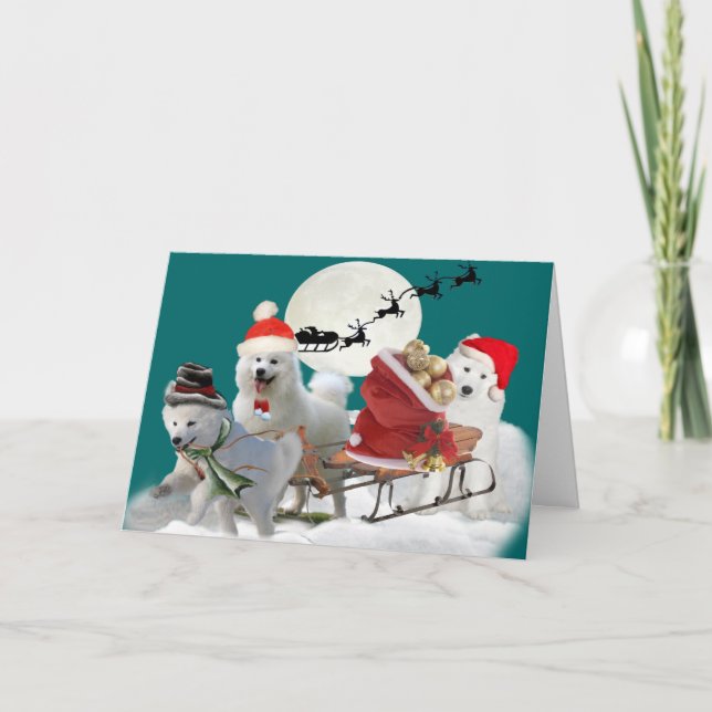 Cartes Pour Fêtes Annuelles Samoyed Christmas Fun (Devant)