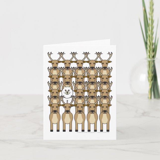 Cartes Pour Fêtes Annuelles Samoyed dans le renne (Devant)
