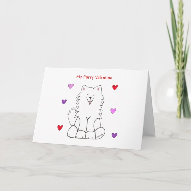 Cartes Pour Fêtes Annuelles Samoyed Furry Valentine (Devant)