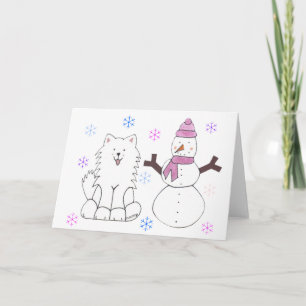 Cartes Pour Fêtes Annuelles Samoyed & Snowman