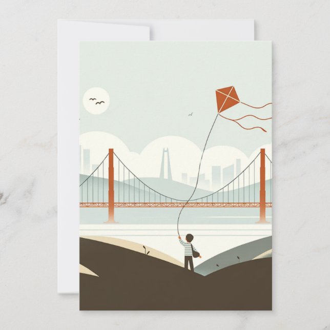 Cartes Pour Fêtes Annuelles San Francisco Breeze - Le cerf-volant de l'enfant (Devant)