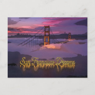 Cartes Pour Fêtes Annuelles "San Francisco Dreams" Pont du Golden Gate au couc