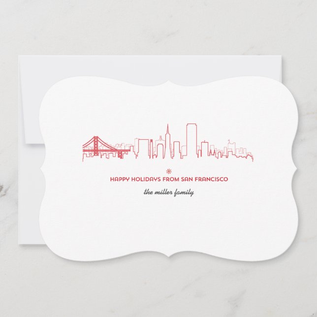 Cartes Pour Fêtes Annuelles San Francisco Holiday Skyline (Devant)