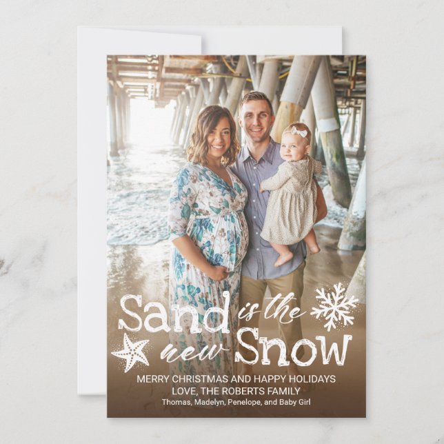 Cartes Pour Fêtes Annuelles Sand is the New Snow Beach Christmas (Devant)