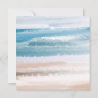 Sandy Beach Ocean Waves Aquarelle Abstraite