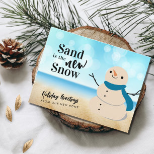 Cartes Pour Fêtes Annuelles Sandy Snowman Beach Scene Nouvelle adresse