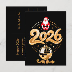 Cartes Pour Fêtes Annuelles Santa 2026 Mode Fête Or Disco Noël