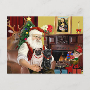 Cartes Pour Fêtes Annuelles Santa à la maison - 2 nains,2F,1blk)