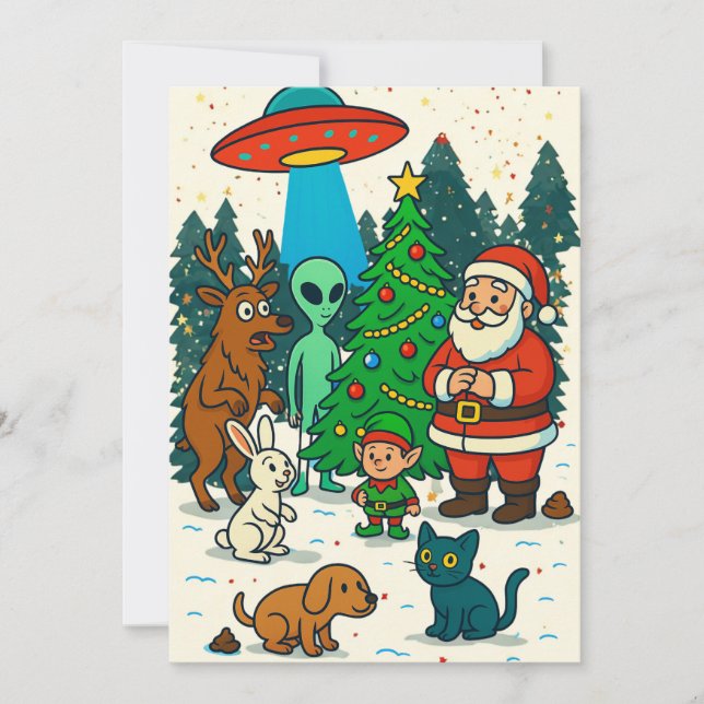 Cartes Pour Fêtes Annuelles Santa, Aliens & Holiday Poop Christmas Encounter (Devant)