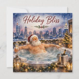 Cartes Pour Fêtes Annuelles Santa Bain à Remous sur le Toit Félicité des Fêtes