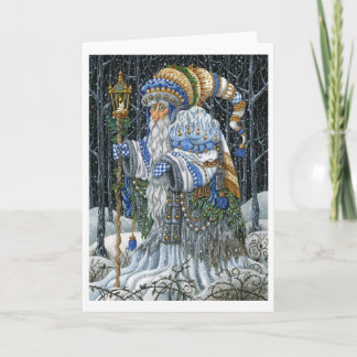 Cartes Pour Fêtes Annuelles Santa Blue Forest