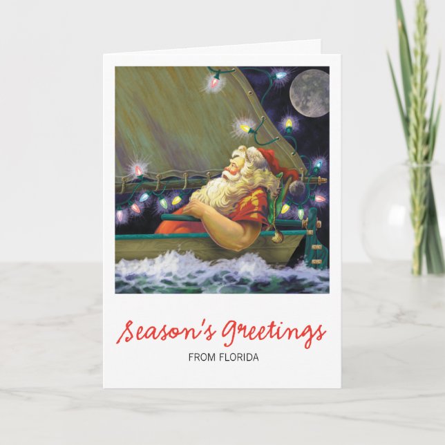 Cartes Pour Fêtes Annuelles Santa Boat (Devant)