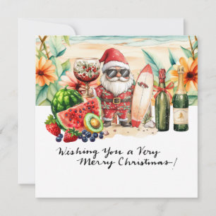 Cartes Pour Fêtes Annuelles SANTA CLAUS à Hawaii Beach pour Noël