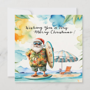 Cartes Pour Fêtes Annuelles SANTA CLAUS à Hawaii Beach pour Noël