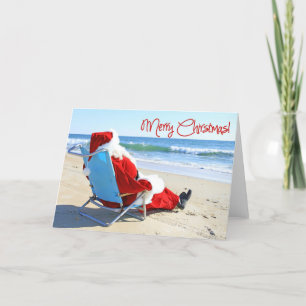 Cartes Pour Fêtes Annuelles Santa Claus à la plage