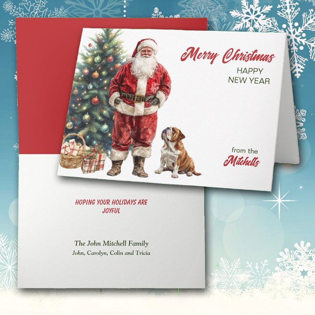 Cartes Pour Fêtes Annuelles Santa Claus and Bulldog Christmas (Créateur téléchargé)
