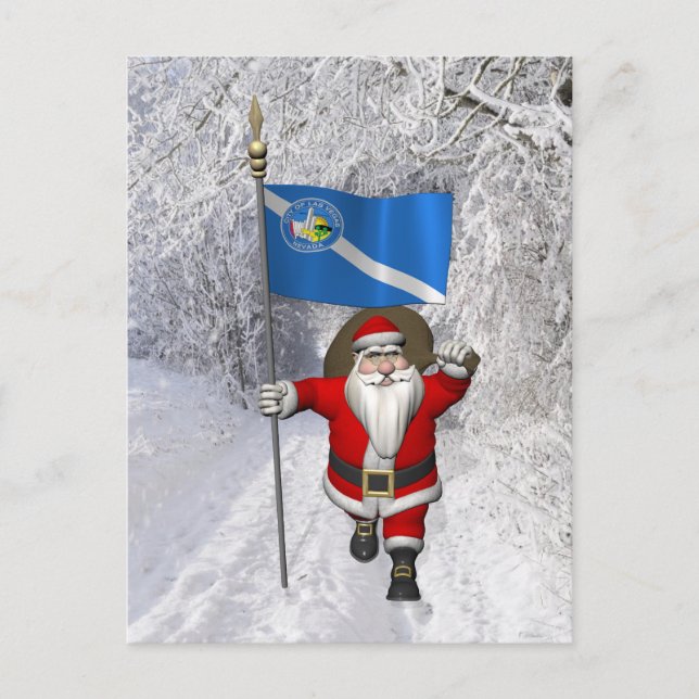 Cartes Pour Fêtes Annuelles Santa Claus Avec L'Enseigne De Las Vegas (Devant)