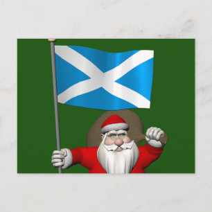 Cartes Pour Fêtes Annuelles Santa Claus Avec L'Enseigne De L'Ecosse