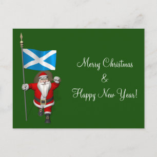 Cartes Pour Fêtes Annuelles Santa Claus Avec L'Enseigne De L'Ecosse
