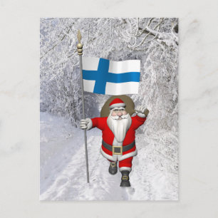 Cartes Pour Fêtes Annuelles Santa Claus Avec L'Enseigne Finlande