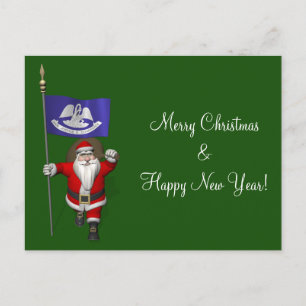 Cartes Pour Fêtes Annuelles Santa Claus Avec L'Ensigne De Louisiane