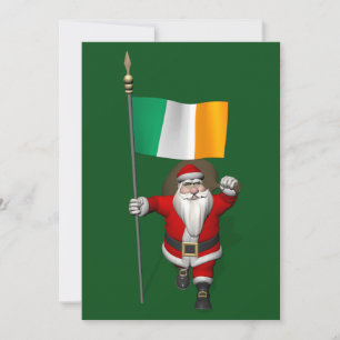 Cartes Pour Fêtes Annuelles Santa Claus Avec L'Ensigne D'Irlande