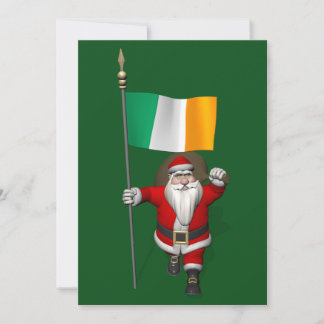 Cartes Pour Fêtes Annuelles Santa Claus Avec L'Ensigne D'Irlande