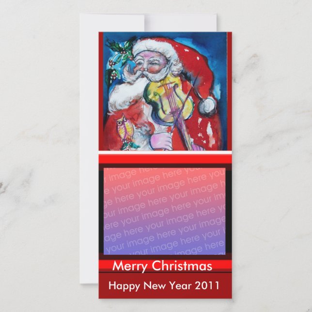 CARTES POUR FÊTES ANNUELLES SANTA CLAUS AVEC VIOLIN (Devant)