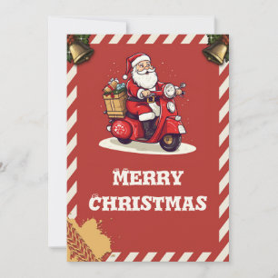 Cartes Pour Fêtes Annuelles Santa Claus chevauchant un scooter