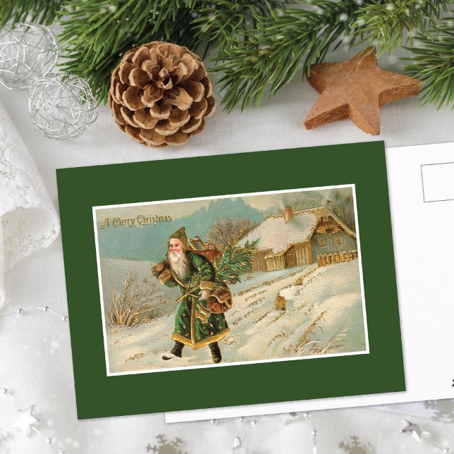 Cartes Pour Fêtes Annuelles Santa Claus de Victoria Green Robe (Créateur téléchargé)