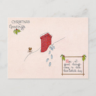 Cartes Pour Fêtes Annuelles Santa Claus Empreintes Chimney Neige Weathervane