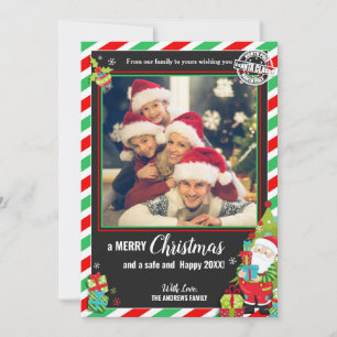 Cartes Pour Fêtes Annuelles Santa Claus Green Red Photo voeux Noël