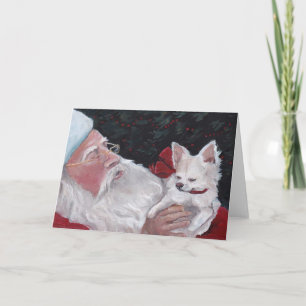 Cartes Pour Fêtes Annuelles Santa Claus / LH Chihuahua Chig Art Christmas Card