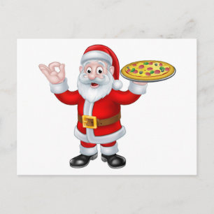 Cartes Pour Fêtes Annuelles Santa Claus Pizza Christmas Cartoon Character